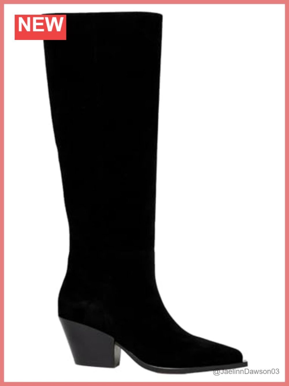 PAIGE Leather Pull-On Knee High Block Heel Boots Womens